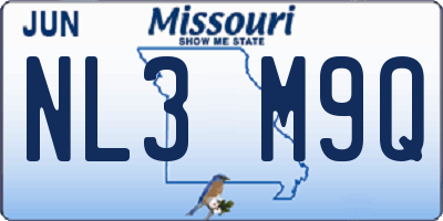MO license plate NL3M9Q