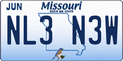 MO license plate NL3N3W