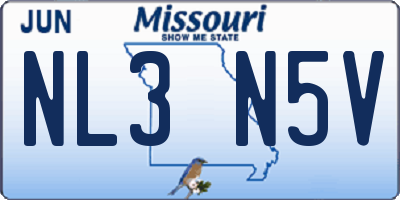 MO license plate NL3N5V