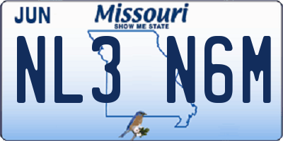 MO license plate NL3N6M