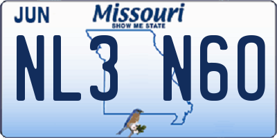 MO license plate NL3N6O