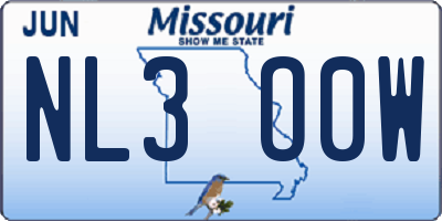 MO license plate NL3O0W