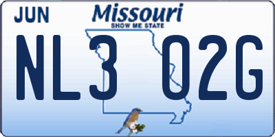 MO license plate NL3O2G
