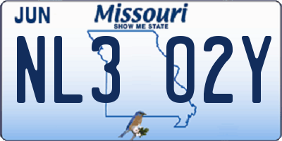 MO license plate NL3O2Y