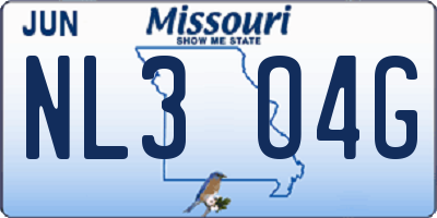 MO license plate NL3O4G