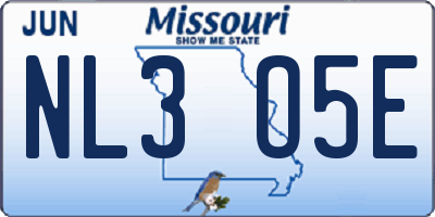 MO license plate NL3O5E