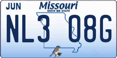 MO license plate NL3O8G