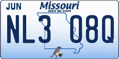 MO license plate NL3O8Q
