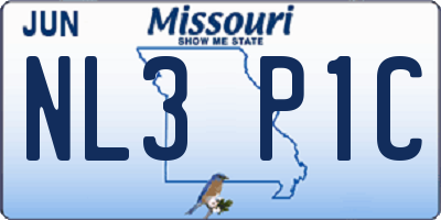 MO license plate NL3P1C