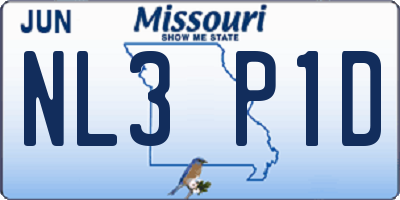 MO license plate NL3P1D