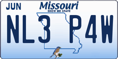 MO license plate NL3P4W
