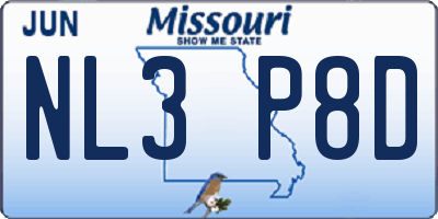 MO license plate NL3P8D