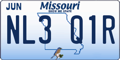 MO license plate NL3Q1R