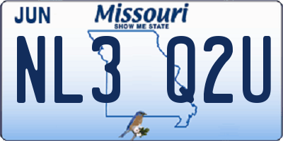 MO license plate NL3Q2U