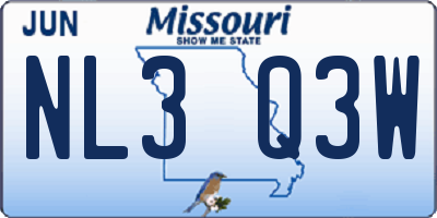 MO license plate NL3Q3W