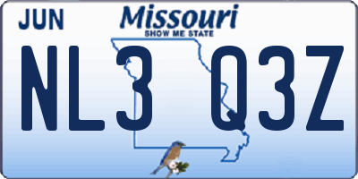 MO license plate NL3Q3Z