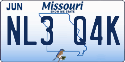 MO license plate NL3Q4K