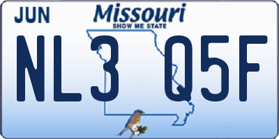 MO license plate NL3Q5F