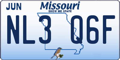 MO license plate NL3Q6F