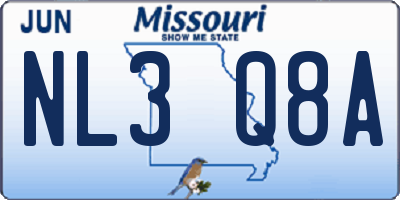 MO license plate NL3Q8A