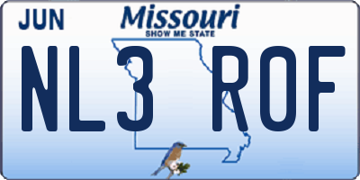 MO license plate NL3R0F