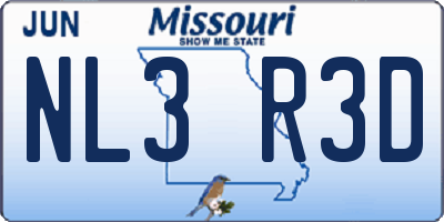 MO license plate NL3R3D