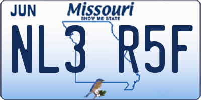 MO license plate NL3R5F