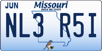 MO license plate NL3R5I