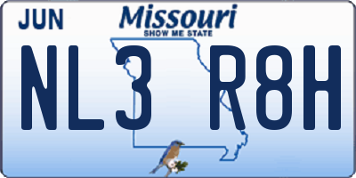 MO license plate NL3R8H