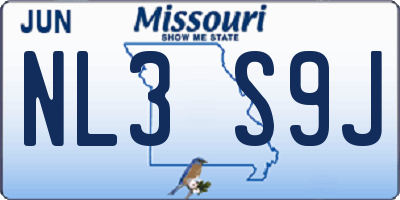 MO license plate NL3S9J