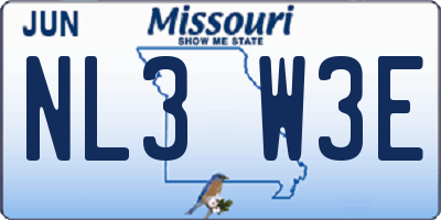 MO license plate NL3W3E