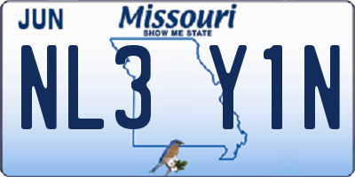 MO license plate NL3Y1N