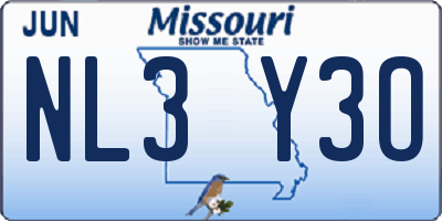 MO license plate NL3Y3O