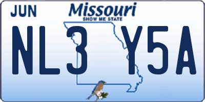 MO license plate NL3Y5A