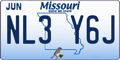 MO license plate NL3Y6J