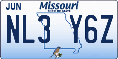 MO license plate NL3Y6Z