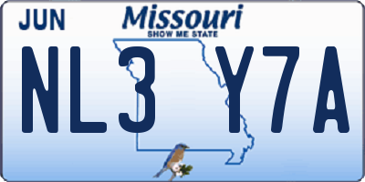 MO license plate NL3Y7A