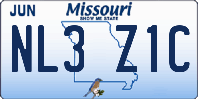 MO license plate NL3Z1C