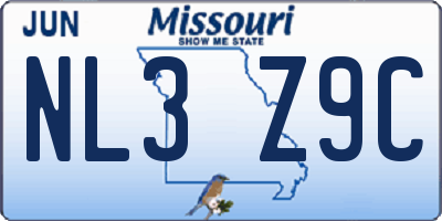 MO license plate NL3Z9C