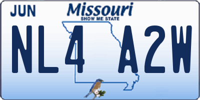 MO license plate NL4A2W
