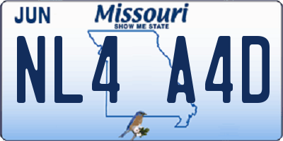 MO license plate NL4A4D