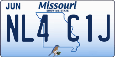 MO license plate NL4C1J
