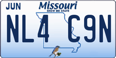 MO license plate NL4C9N
