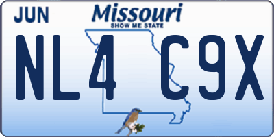 MO license plate NL4C9X