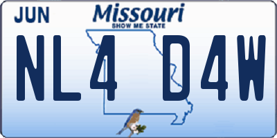 MO license plate NL4D4W