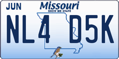 MO license plate NL4D5K