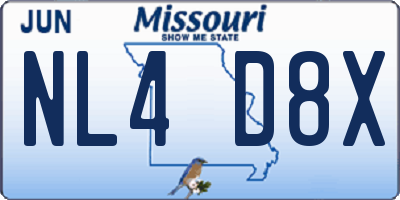 MO license plate NL4D8X