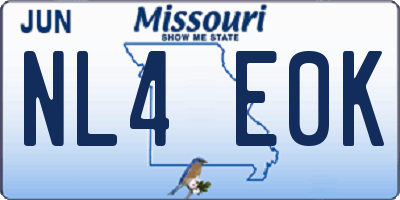 MO license plate NL4E0K