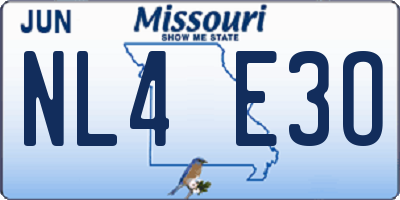 MO license plate NL4E3O