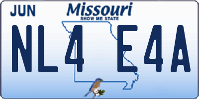 MO license plate NL4E4A